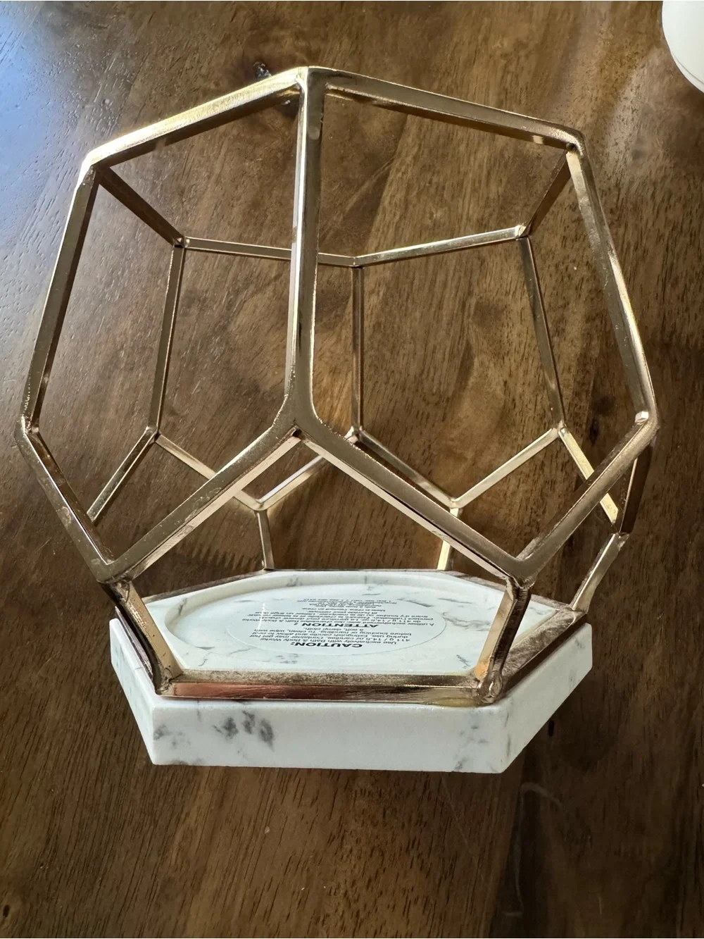 Bath & Body Works Gold Geometric Candle Holder with White Marble Style Base